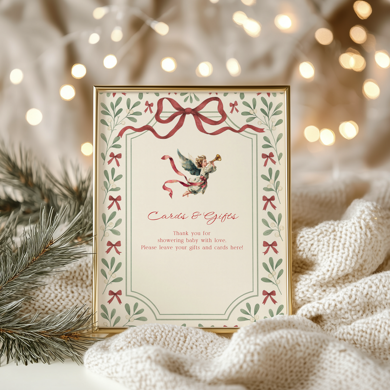 Baby Shower Table Sign Bundle - Vintage Floral Christmas BS232