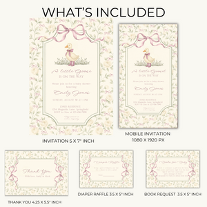 Vintage Little Goose Baby Shower Invitation Bundle BS150