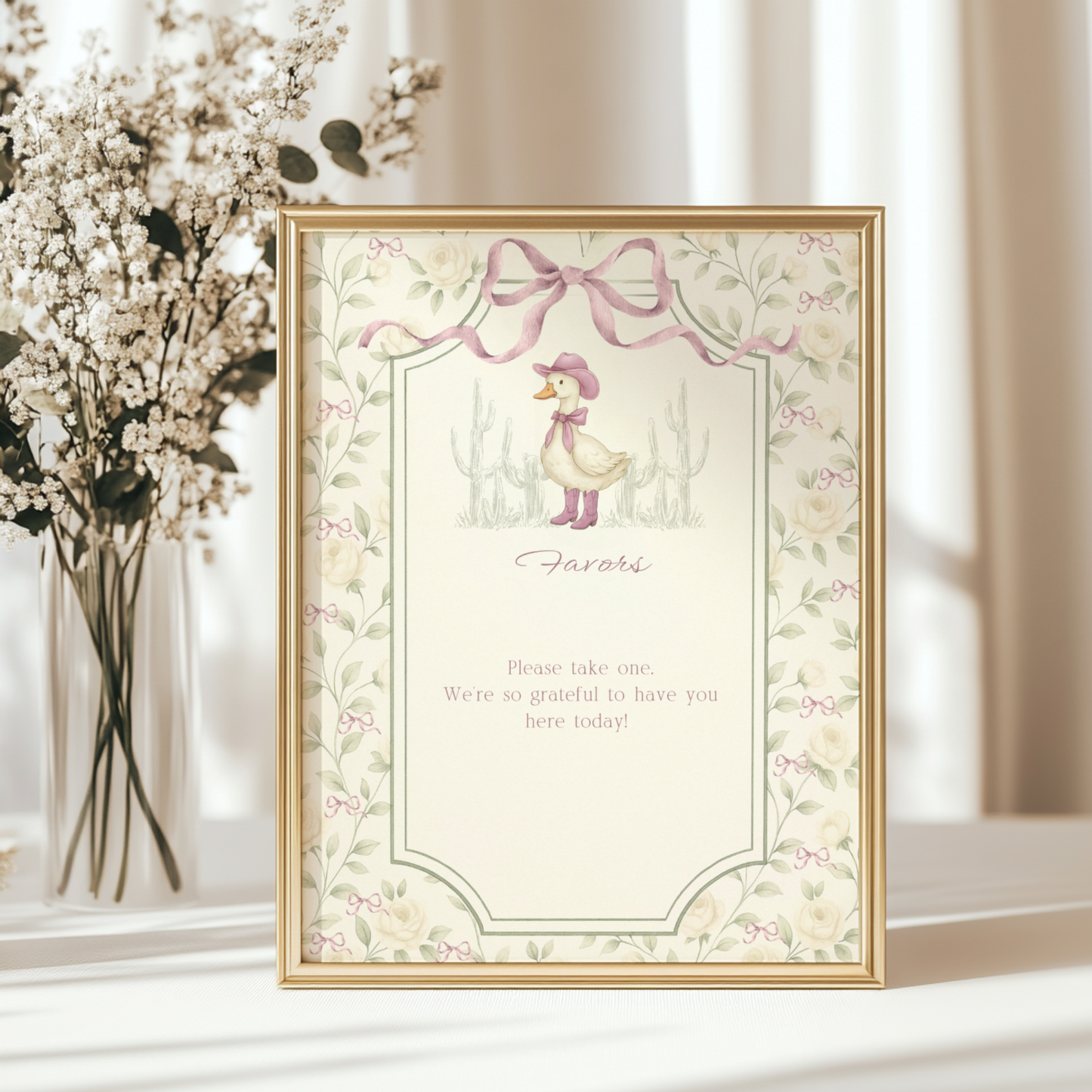 Baby Shower Table Sign Bundle - Vintage Silly Goose Cowgirl Coquette BS150