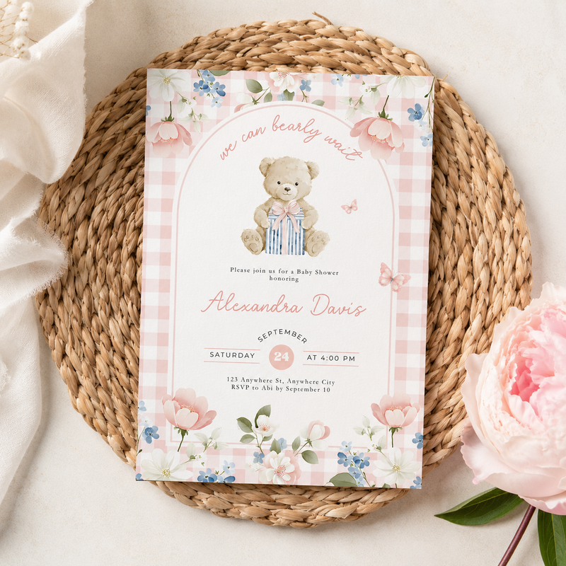 We Can Bearly Wait Baby Shower Invitation L98