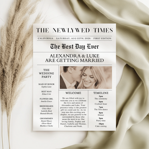 Editable Newlywed Times Wedding Newspaper Template L29