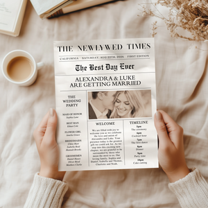 Editable Newlywed Times Wedding Newspaper Template L29