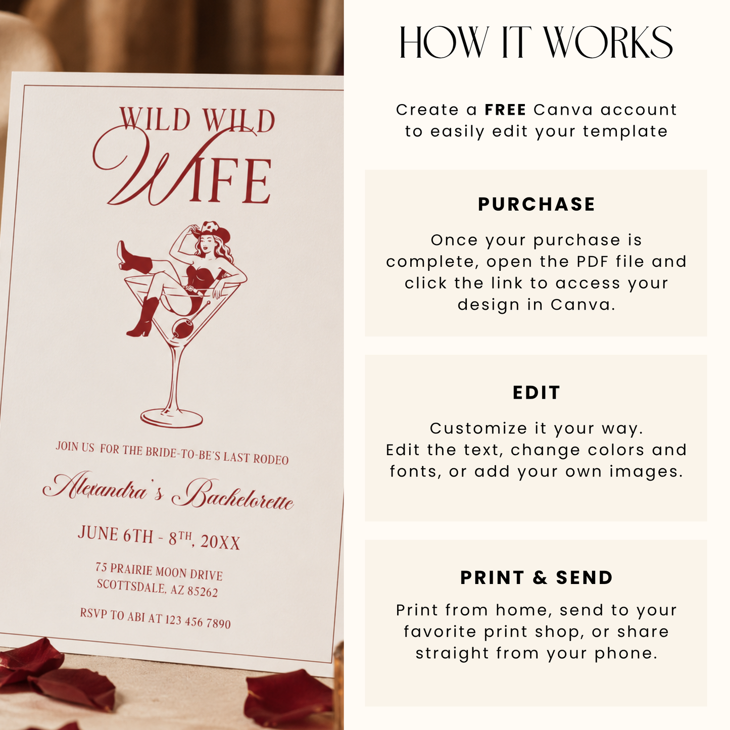 Wild Wild Wife Western Bachelorette Party Invitation L147