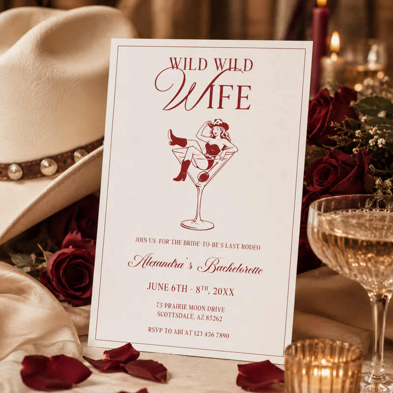 Wild Wild Wife Western Bachelorette Party Invitation L147