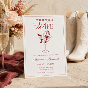 Wild Wild Wife Western Bachelorette Party Invitation L147