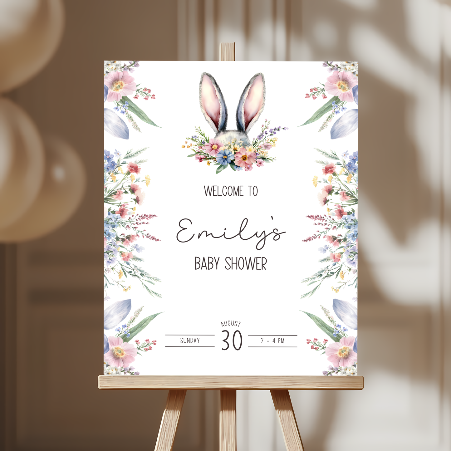 Baby Shower Welcome Sign - Wildflower Bunny Spring BS92