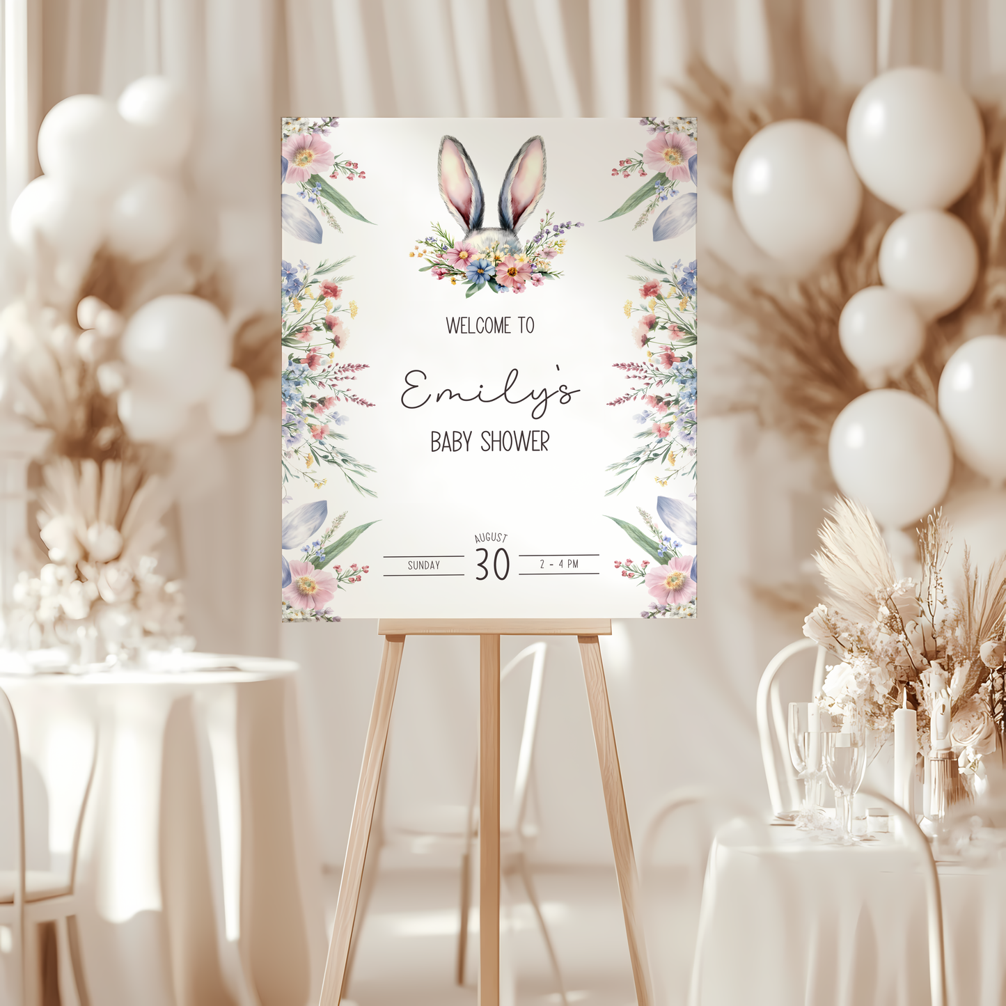 Baby Shower Welcome Sign - Wildflower Bunny Spring BS92