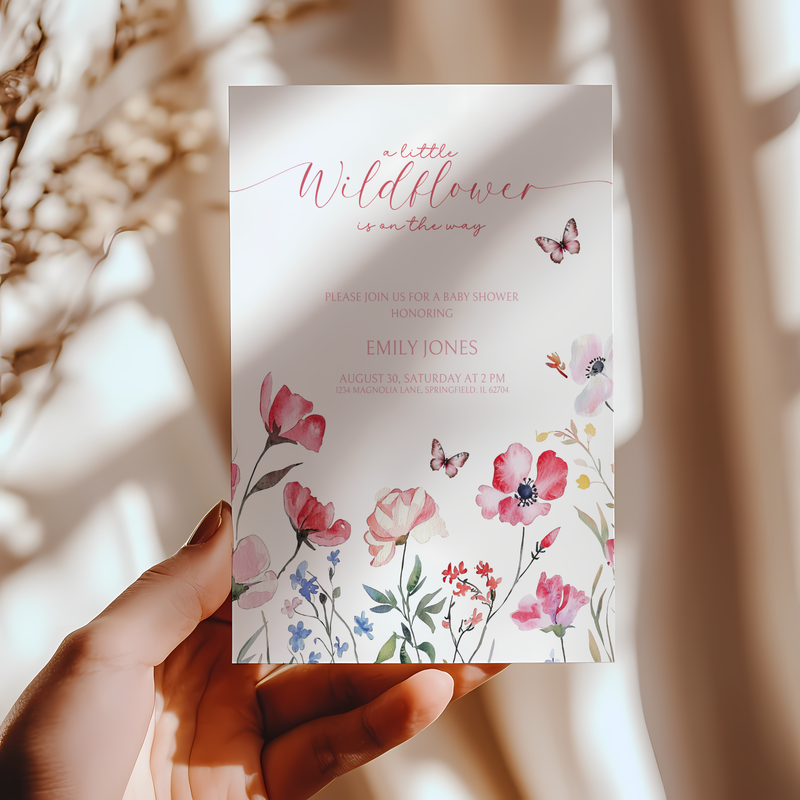Baby Shower Invitation - A little Wildflower is on the way BS64