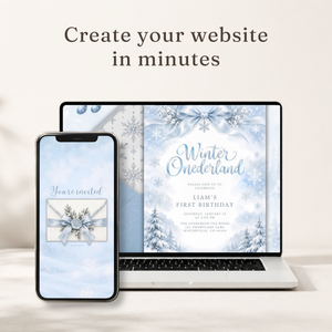 Winter Onederland First Birthday Website Invitation L185