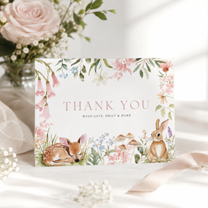Floral Woodland Baby Shower Invitation Bundle - Bunny Deer Forest Animals BS188