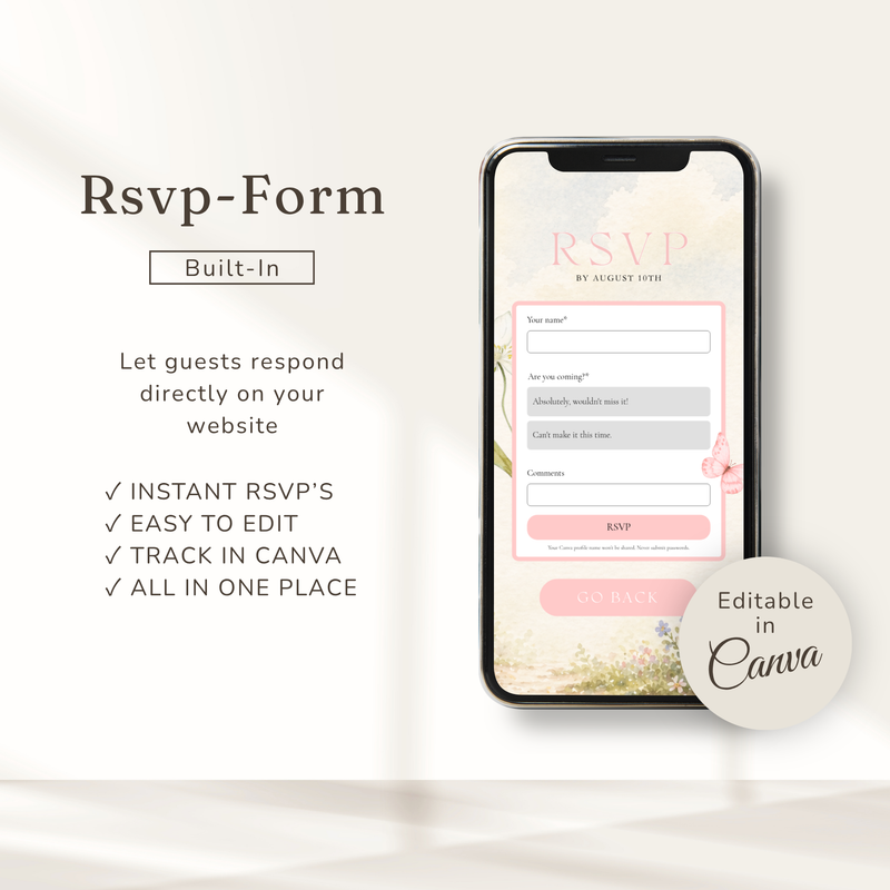 Floral Woodland Baby Shower Website Template - Editable RSVP Website BS188