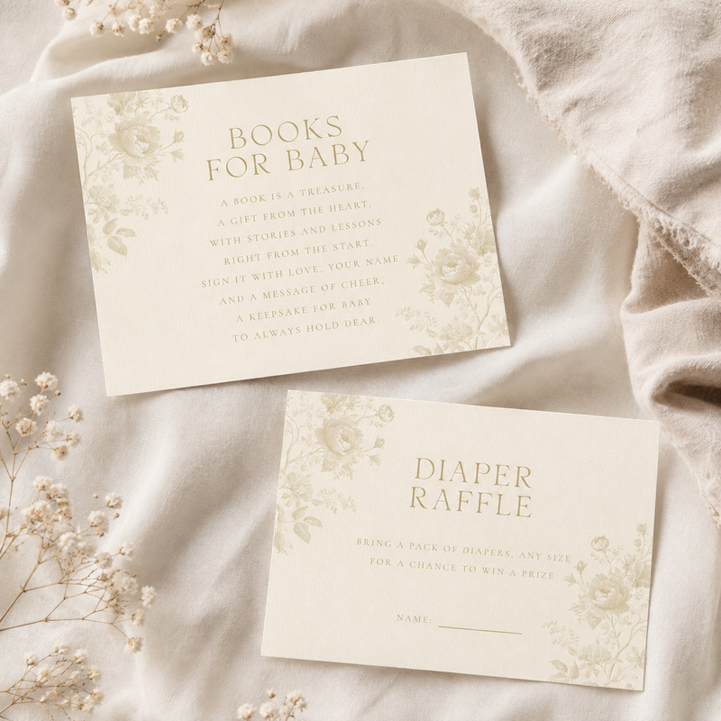 Butter Yellow Baby Shower Invitation Bundle – Elegant Toile Invitation Set BS187