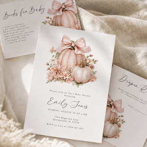 Pink Little Pumpkin Baby Shower Invitation Bundle BS233