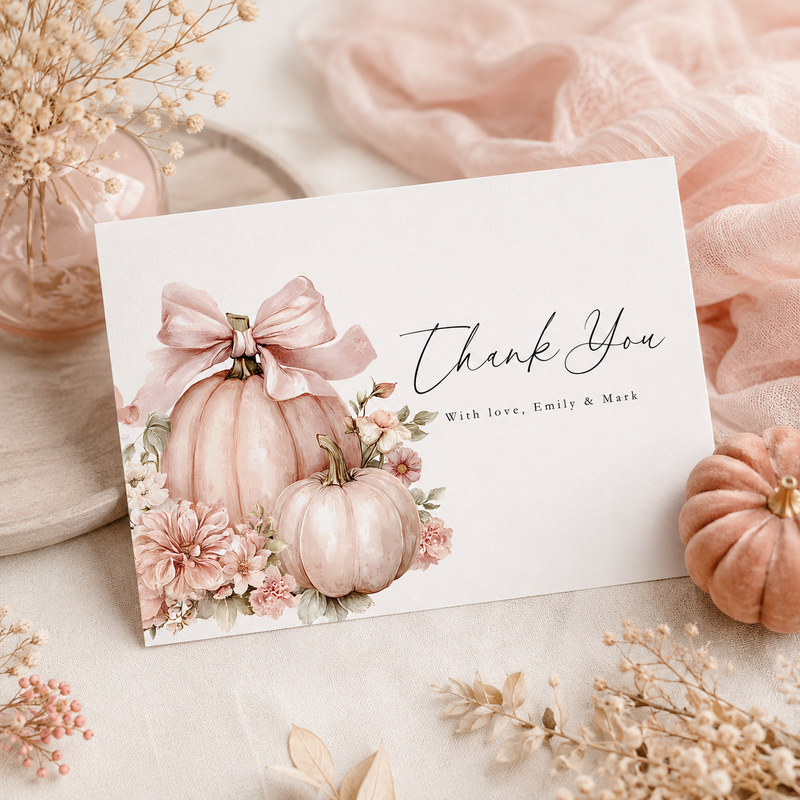Pink Little Pumpkin Baby Shower Invitation Bundle BS233