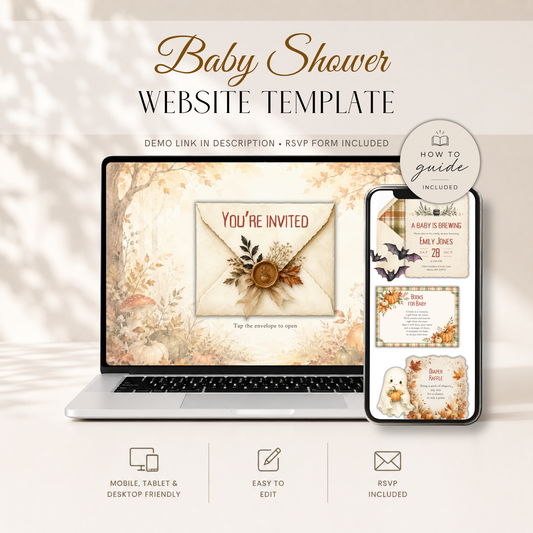 Fall and Halloween baby shower ideas with matching invitation websites