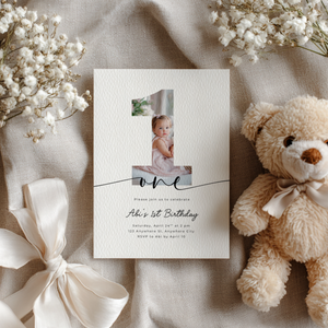 First Birthday Invitation with Photo L89