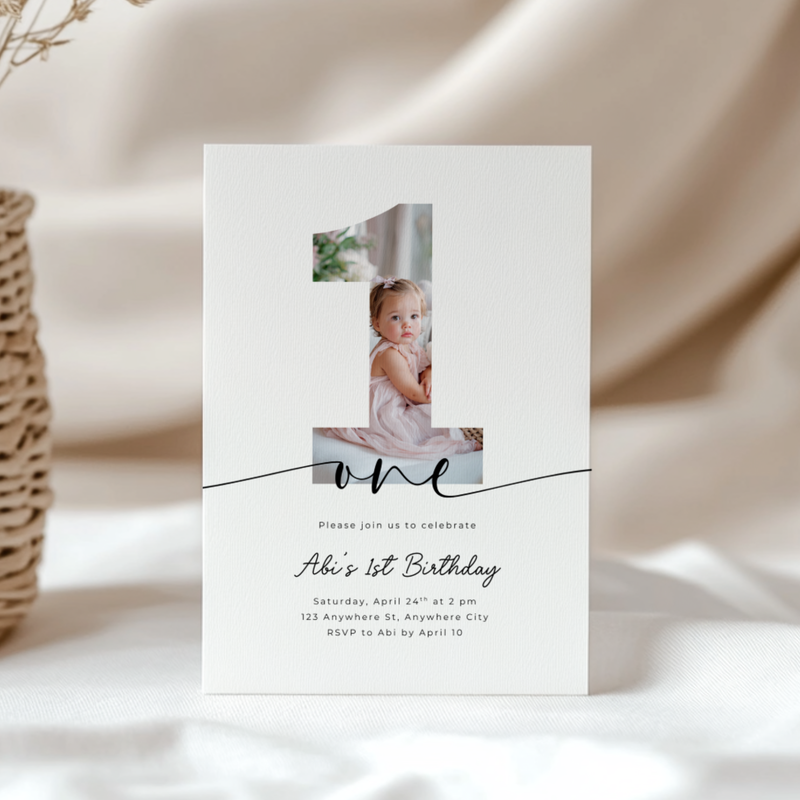 First Birthday Invitation with Photo L89