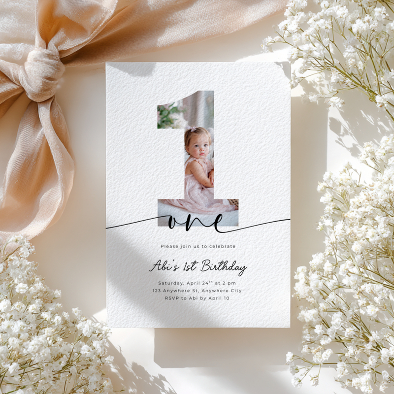 First Birthday Invitation with Photo L89