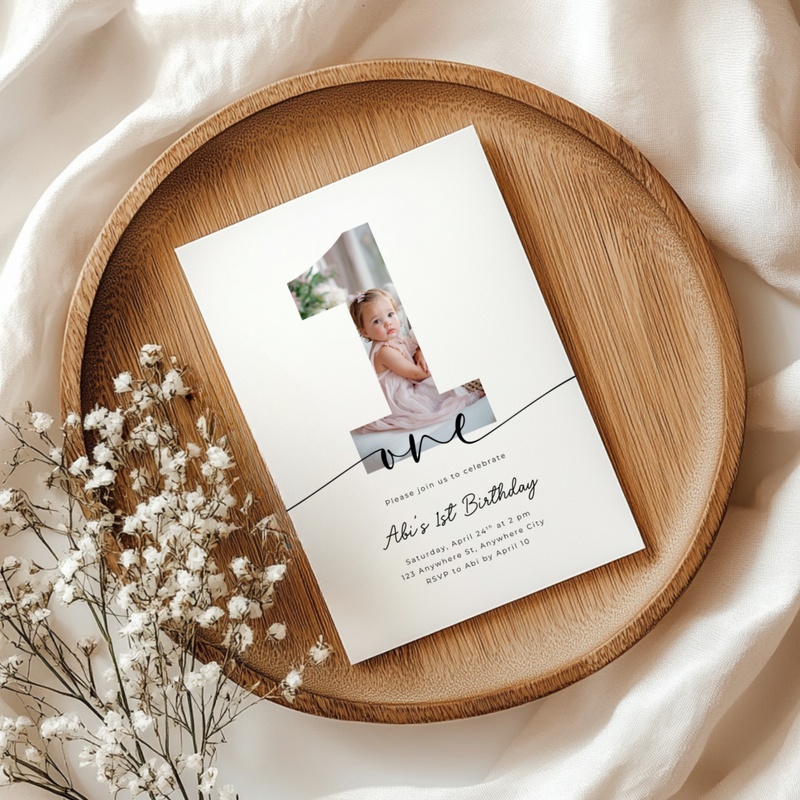 First Birthday Invitation with Photo L89