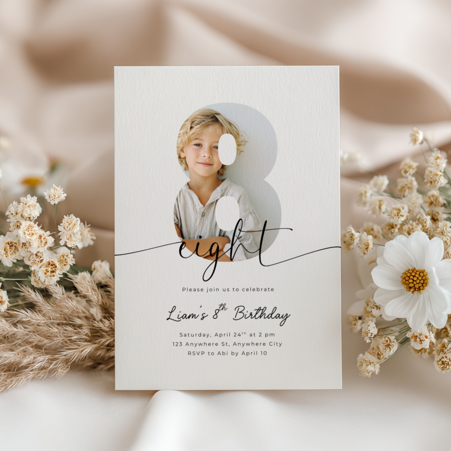 8th Birthday Invitation with Photo L91