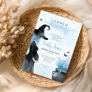 Baby Shower Invitation - Blue Halloween A Baby Is Brewing BS200