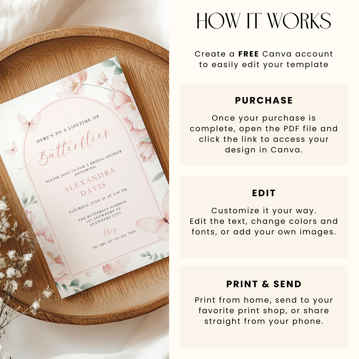 A Lifetime Of Butterflies Bridal Shower Invitation Pink L109