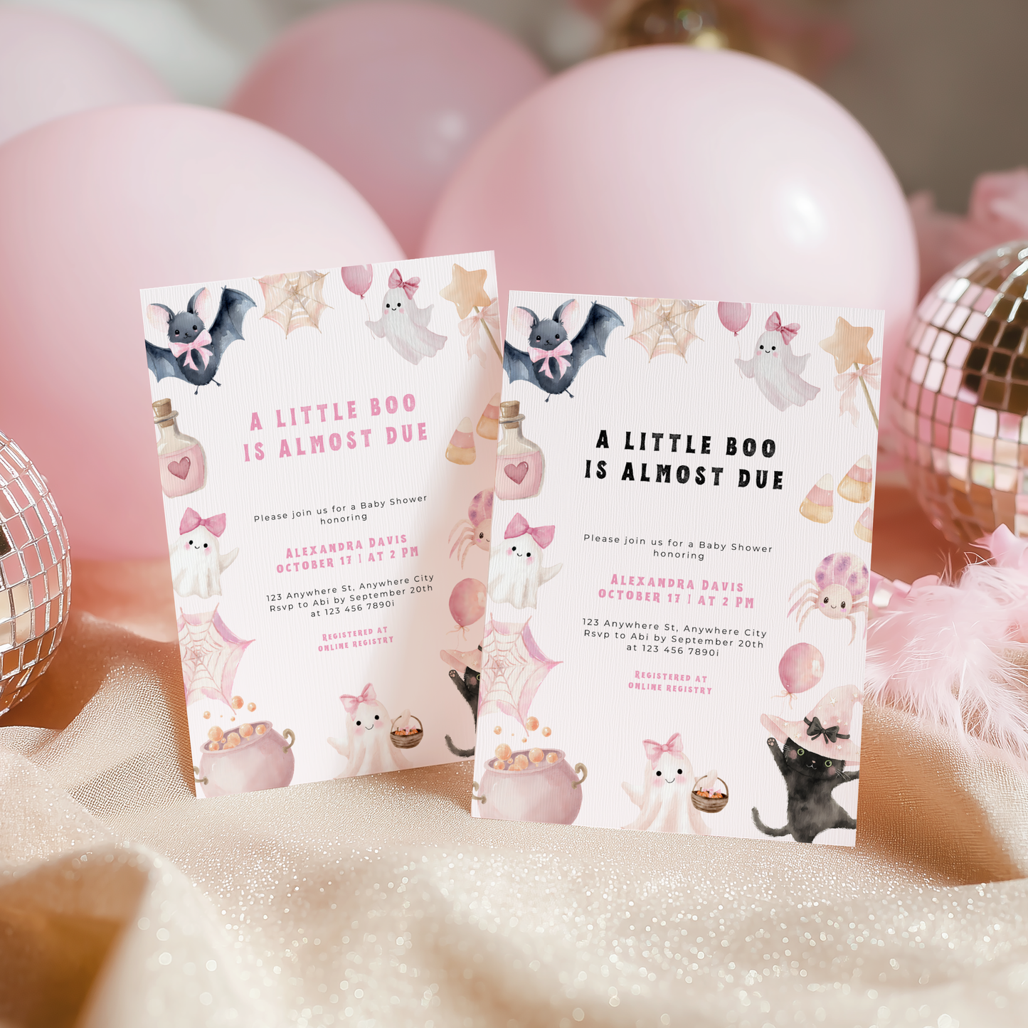 A Little Boo Is Almost Due Baby Shower Invitation Girl L43