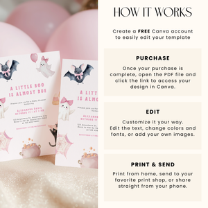 A Little Boo Is Almost Due Baby Shower Invitation Pink L44