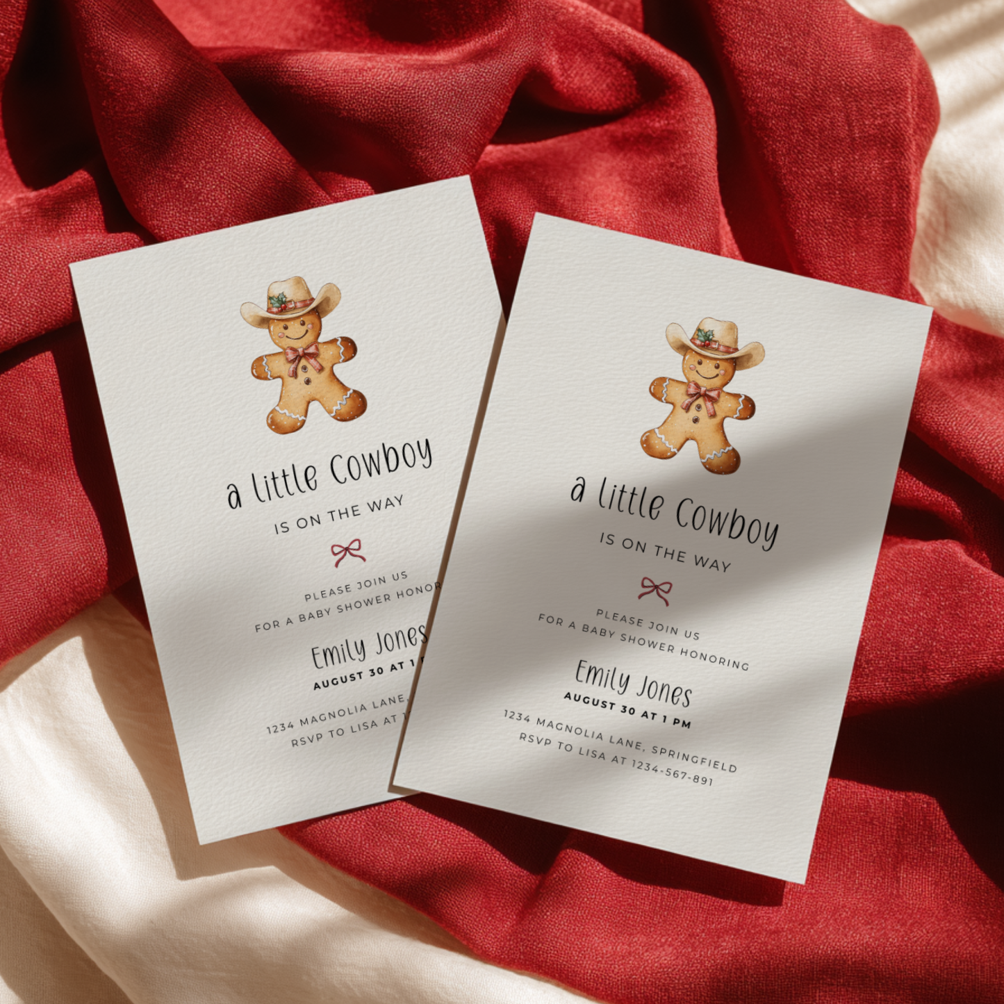 Baby Shower Invitation - Little Cowboy Gingerbread Cookie BS246