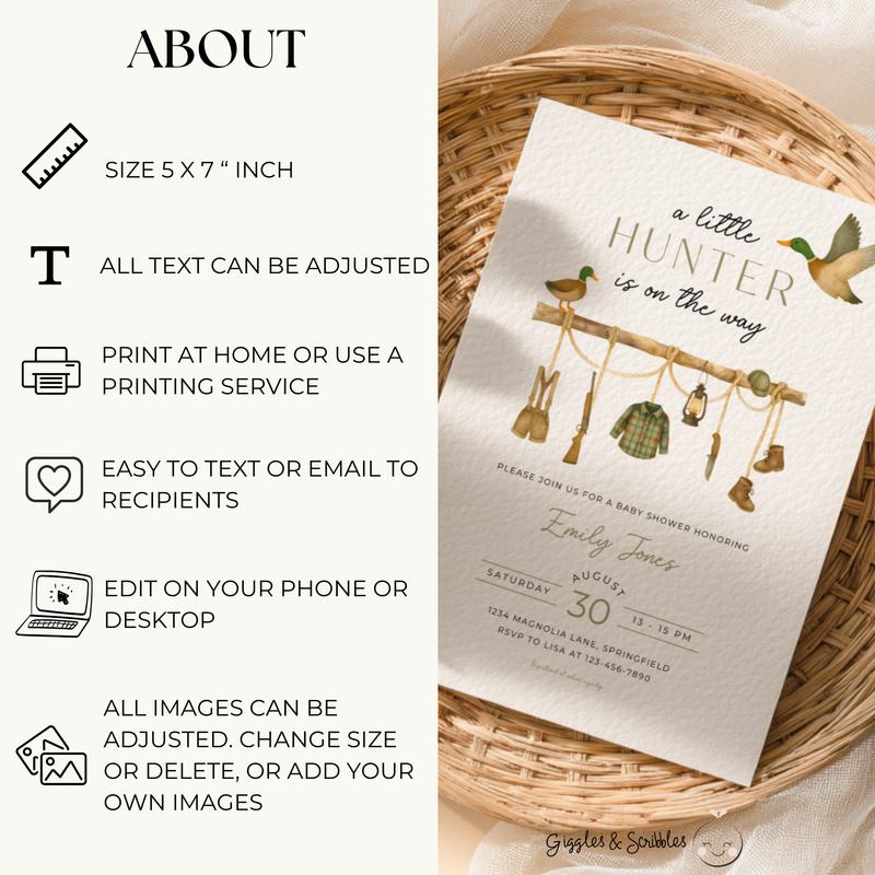 Baby Shower Invitation - A Little Hunter Is On The Way BS243