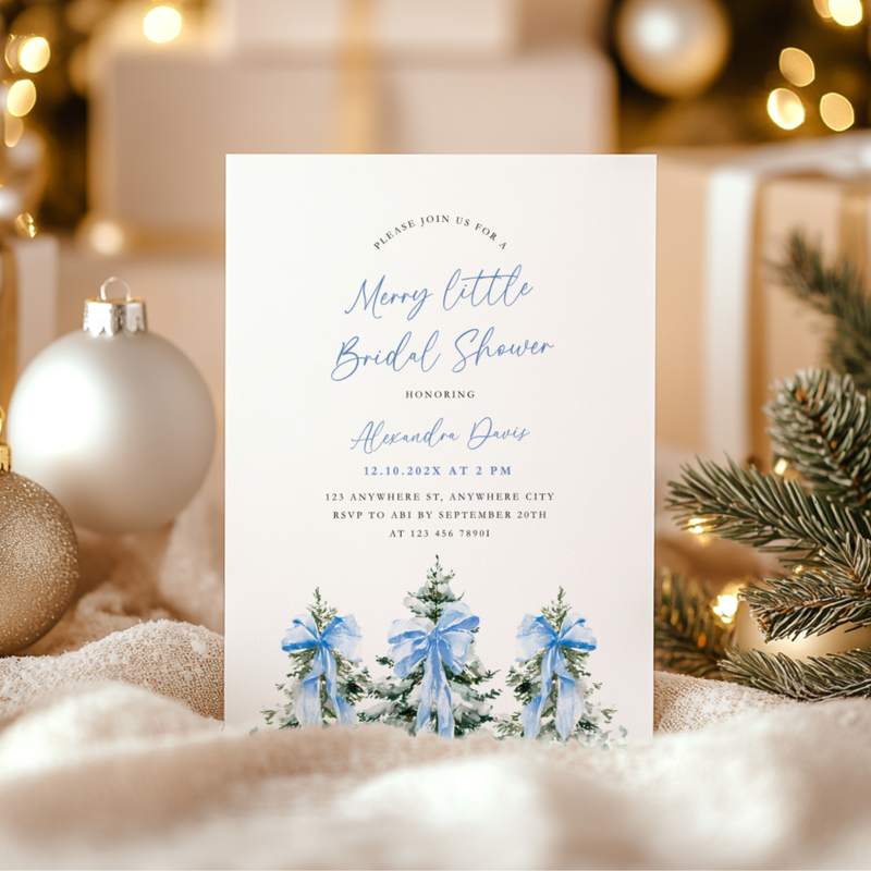 A Merry Little Bridal Shower Invitation Template Blue L38