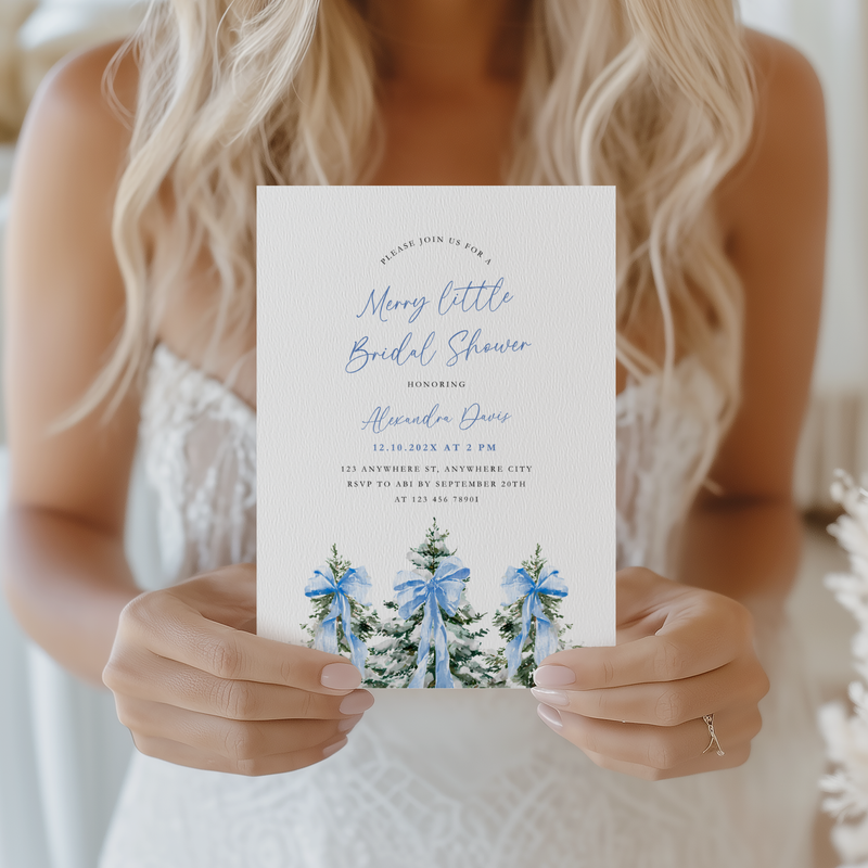 A Merry Little Bridal Shower Invitation Template Blue L38