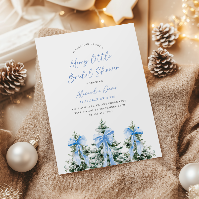 A Merry Little Bridal Shower Invitation Template Blue L38