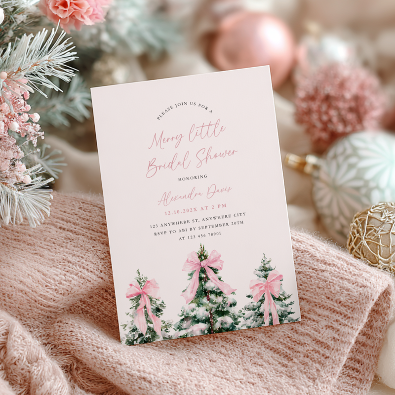 A Merry Little Bridal Shower Invitation Template Pink L38