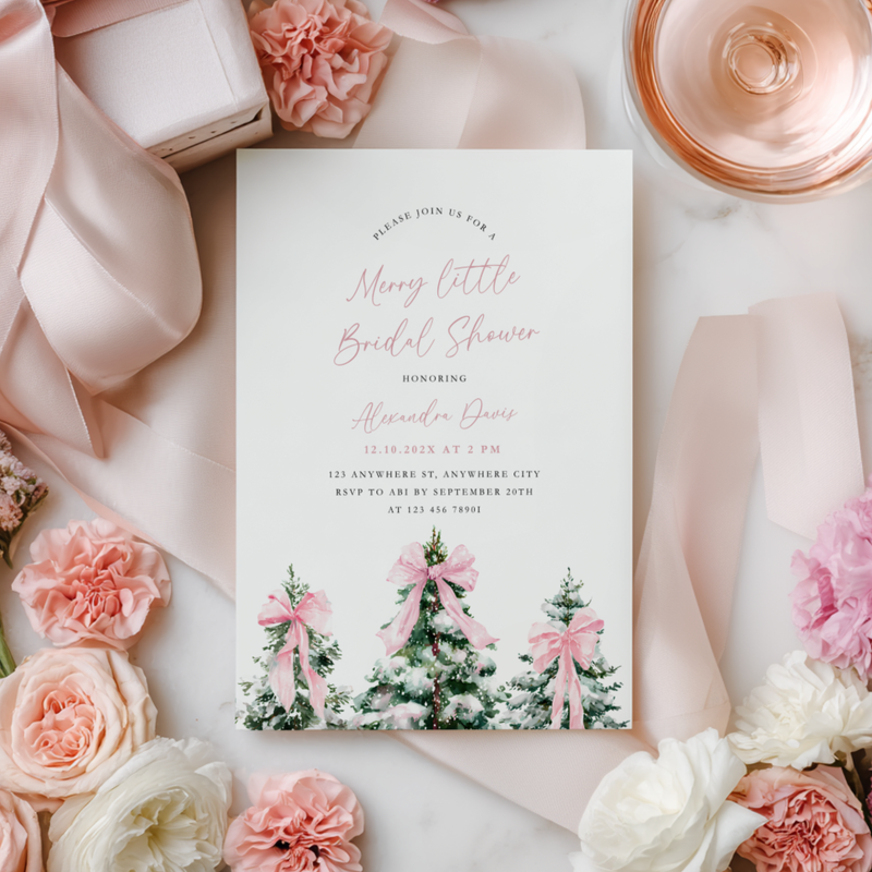 A Merry Little Bridal Shower Invitation Template Pink L38