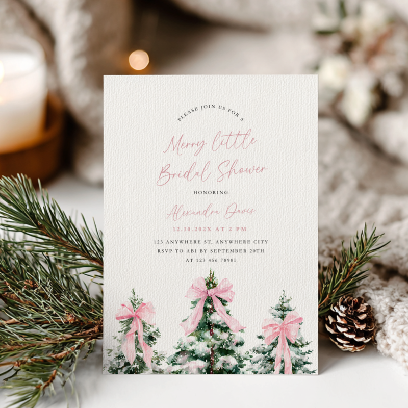 A Merry Little Bridal Shower Invitation Template Pink L38
