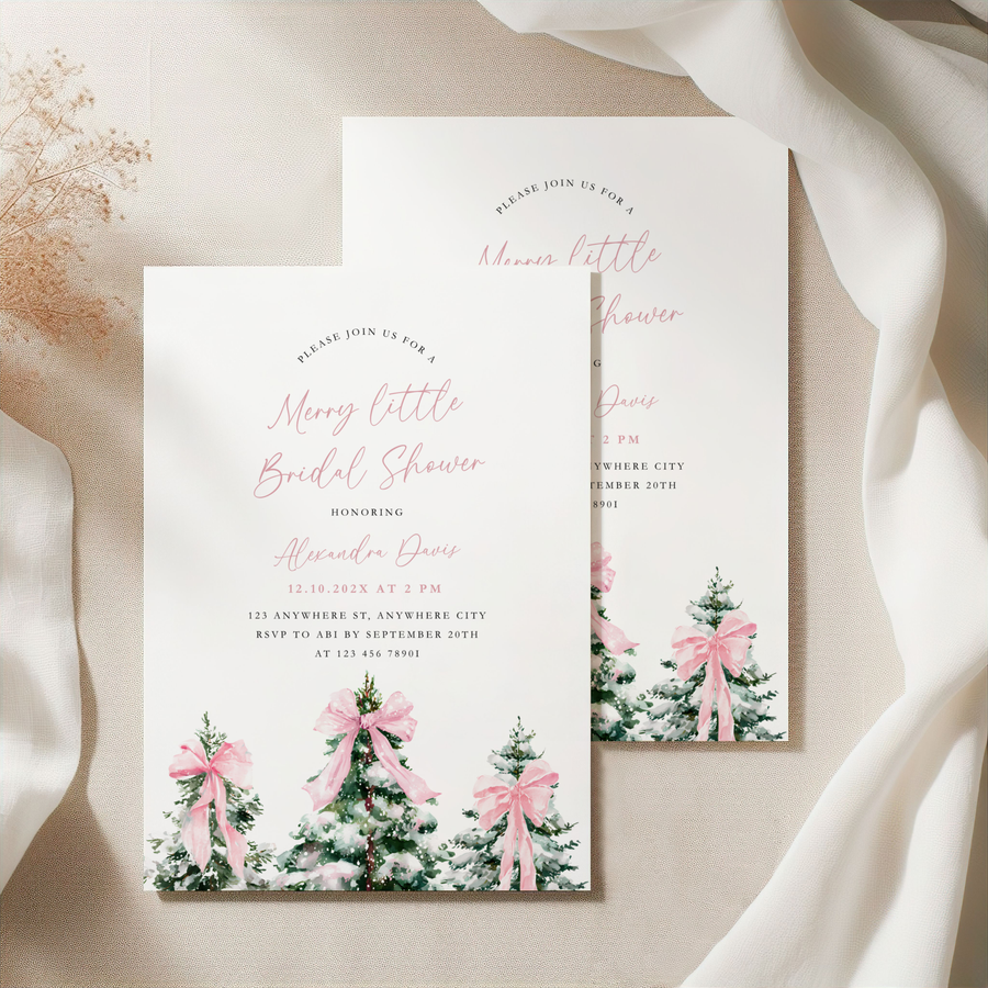 A Merry Little Bridal Shower Invitation Template Pink L38