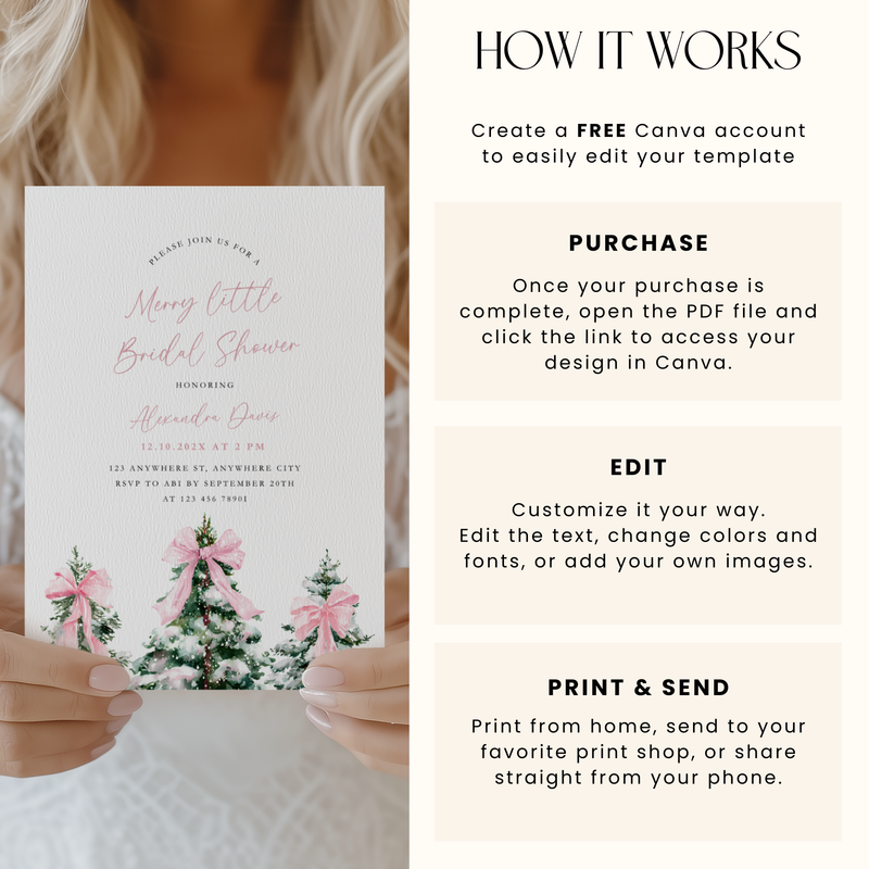 A Merry Little Bridal Shower Invitation Template Pink L38