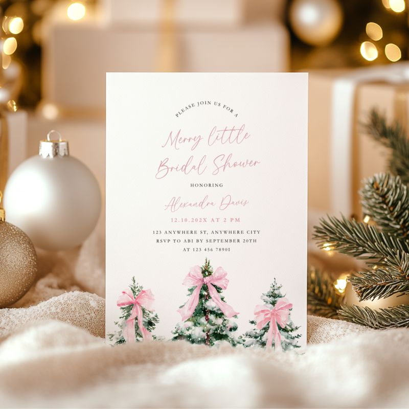 A Merry Little Bridal Shower Invitation Template Pink L38