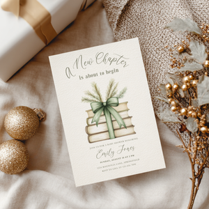 Baby Shower Invitation - A New Chapter Green Winter Pine Theme BS241