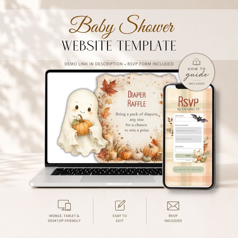 A Baby Is Brewing Halloween Baby Shower Website Invitation with RSVP BS317