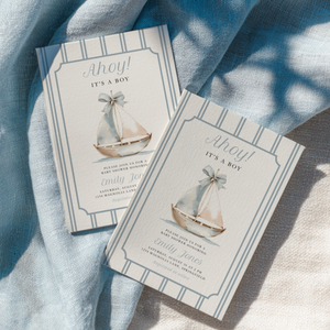 Ahoy It's a Boy Sailor Boat Baby Shower Invitation BS262