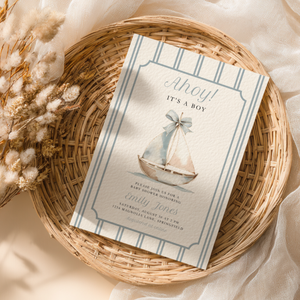Ahoy It's a Boy Sailor Boat Baby Shower Invitation BS262