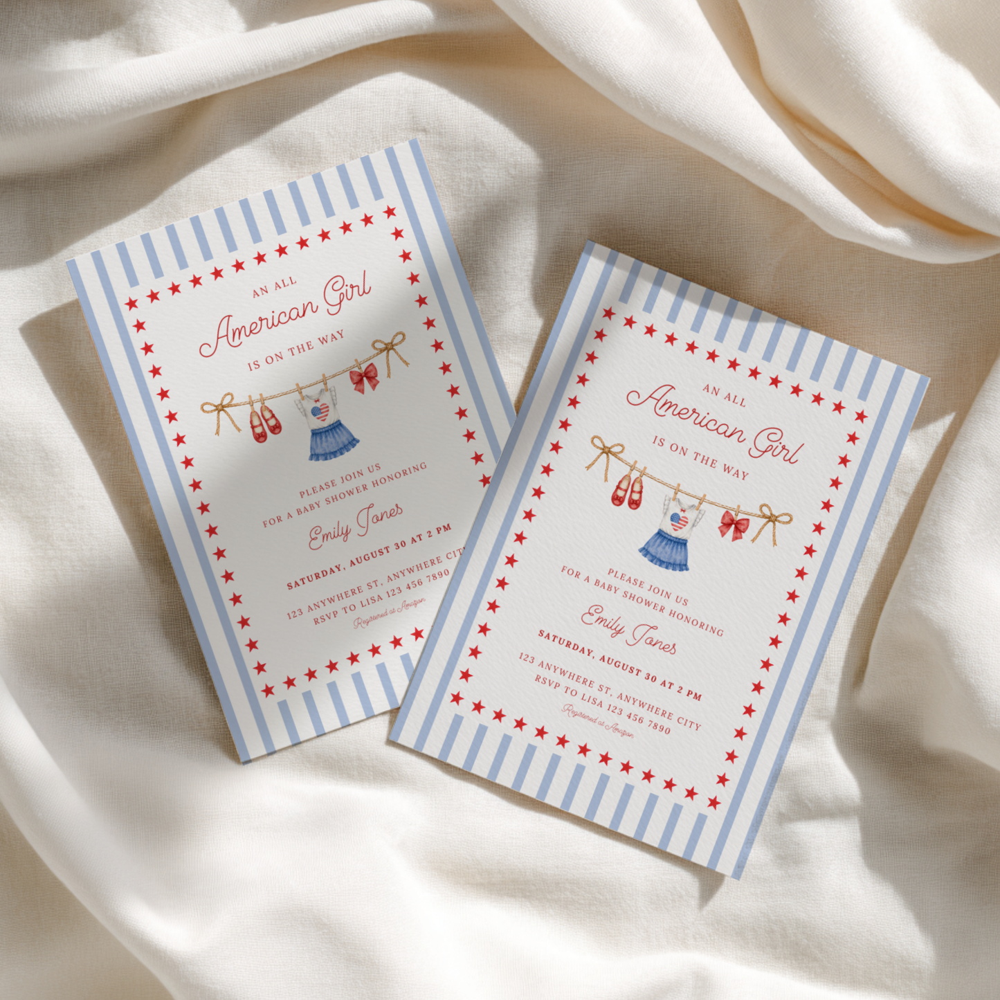 All American Girl Baby Shower Invitation BS305