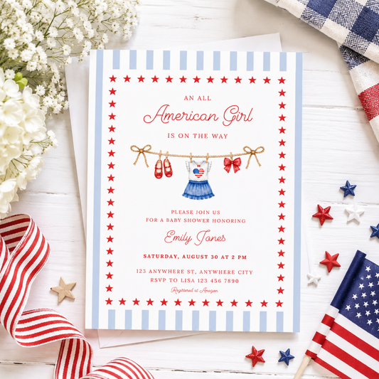 All American Girl Baby Shower Invitation BS305
