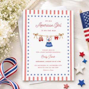 All American Girl Baby Shower Invitation BS305