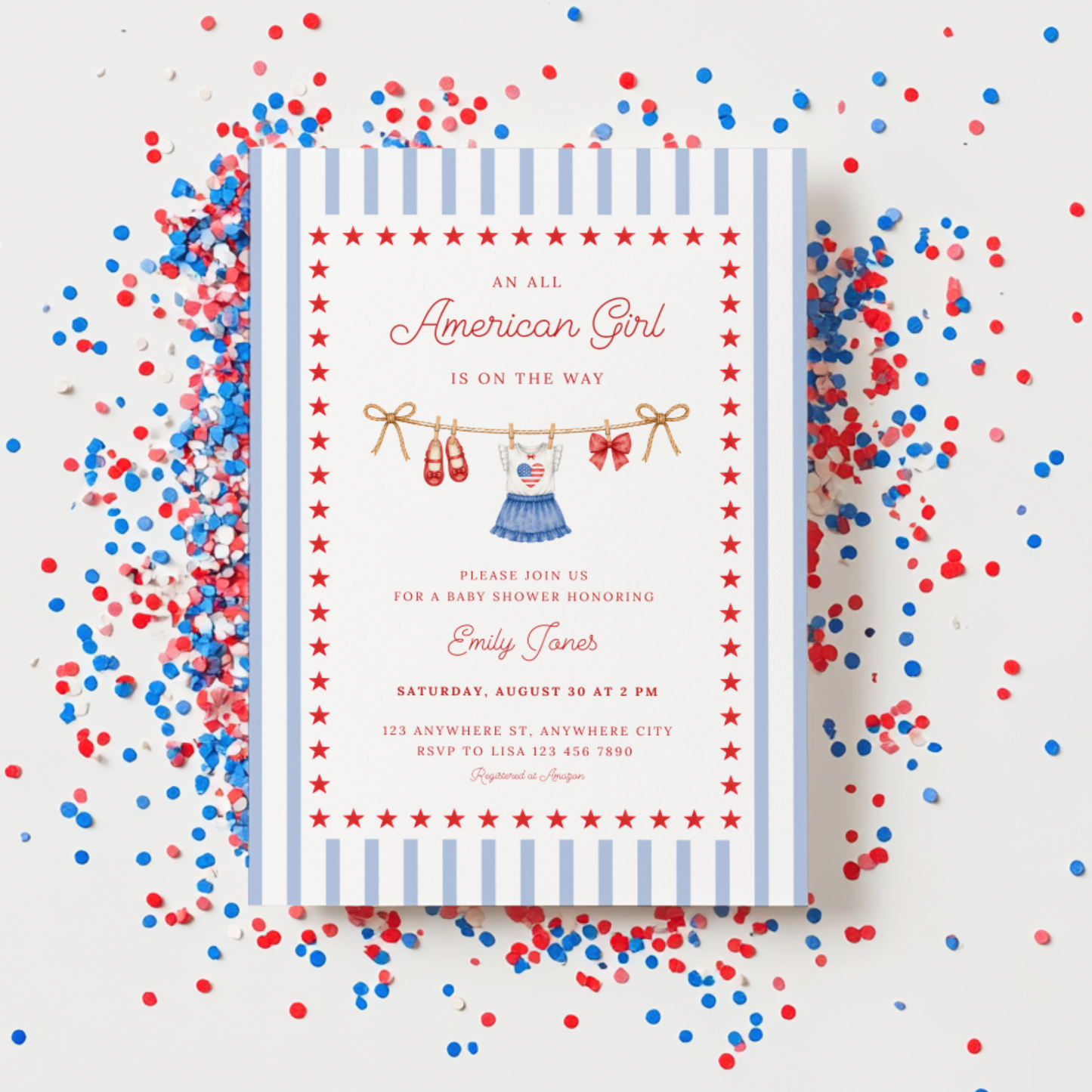 All American Girl Baby Shower Invitation BS305