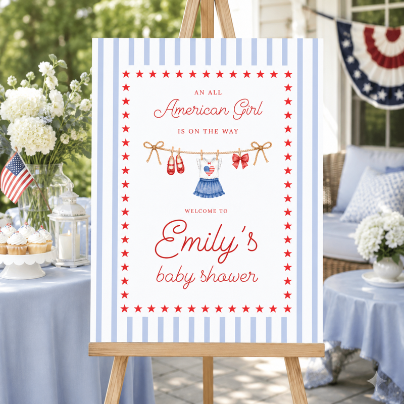 All American Girl Baby Shower Welcome Sign BS305