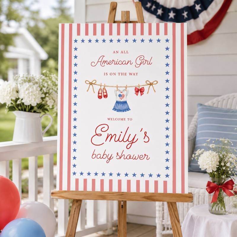 All American Girl Baby Shower Welcome Sign BS305