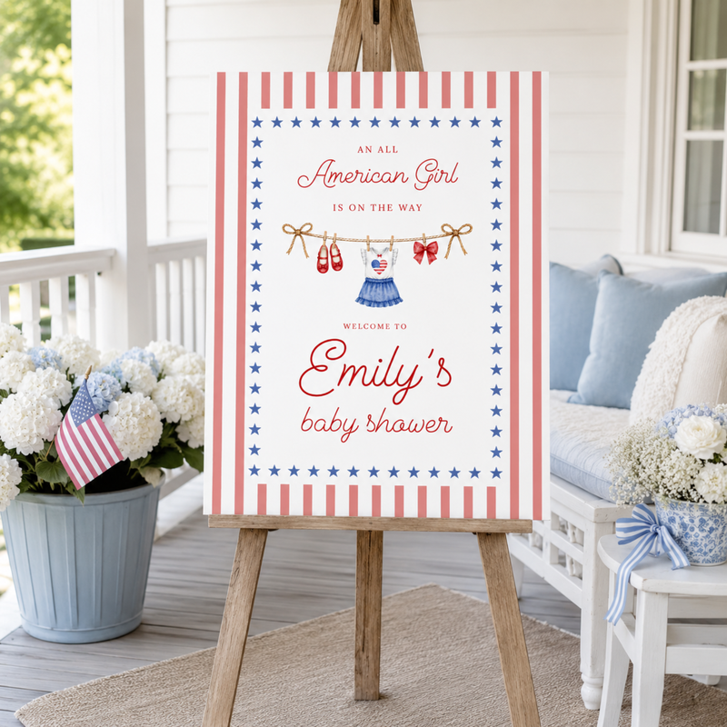 All American Girl Baby Shower Welcome Sign BS305